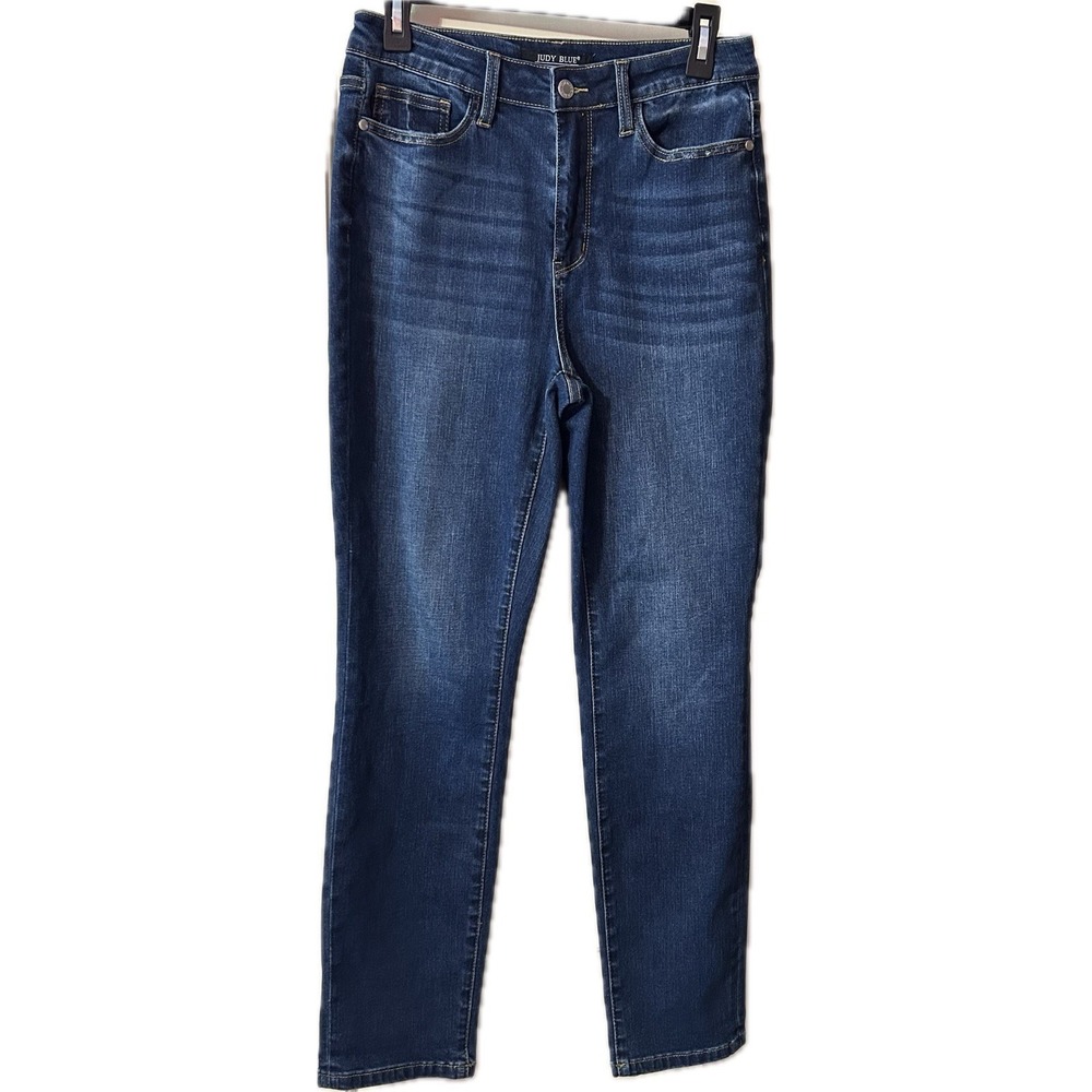 Judy Blue Boyfriend‎ Fit Jeans Medium Wash Blue Denim Button Zip Close size 7/28